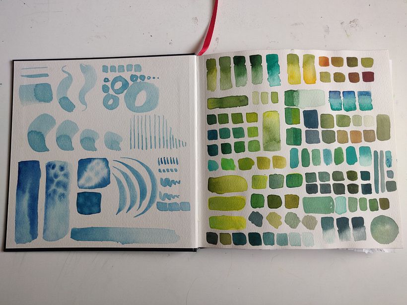 Started my new sketchbook with some playful swatches :)