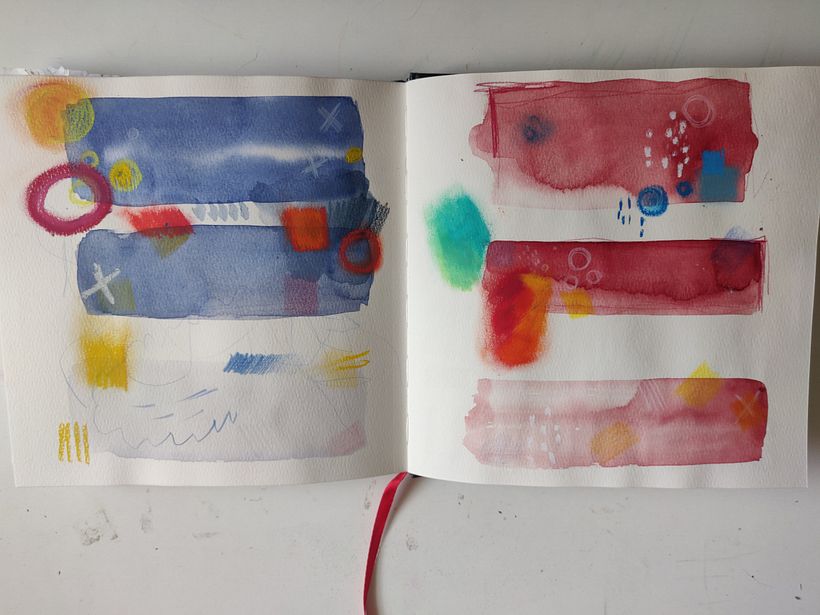I created some messy marks and swatches to loosen up and relax into creating without judging. This is big for me!