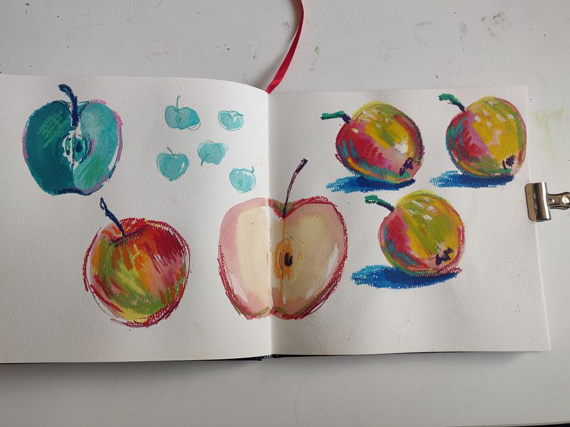Oil pastels were excellent for relaxing color exploration; I felt like a curious child :D