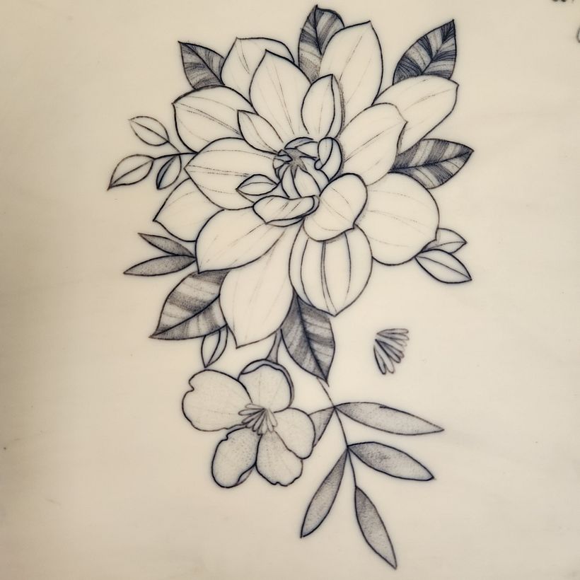 Mi proyecto del curso: Tatuaje botánico con puntillismo 2