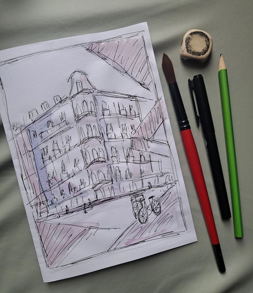 A quick sketch on paper 