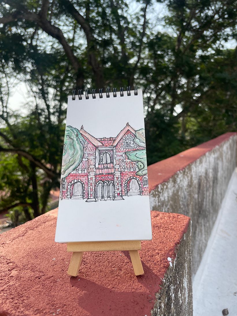 I used both coloured markers and water colours 