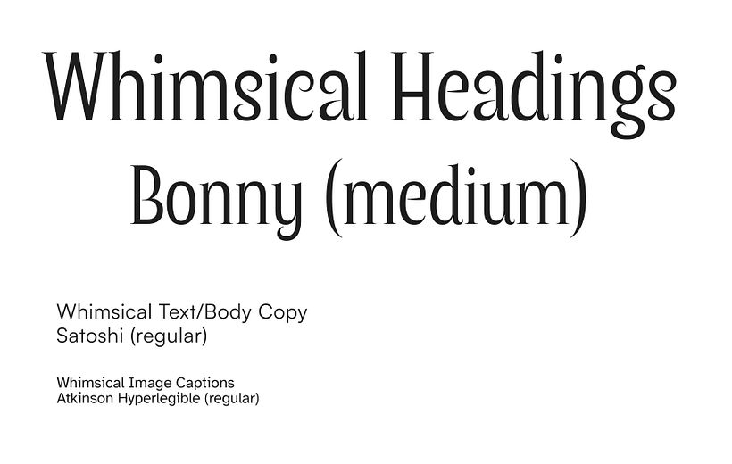 The fonts chosen for the Whimsical magazine.