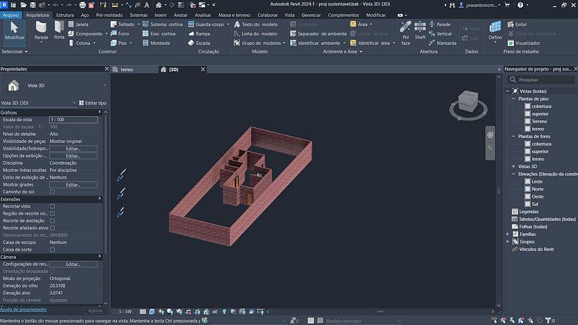 Meu projeto do curso: Projeto arquitetônico 3D e modelagem com Revit 3