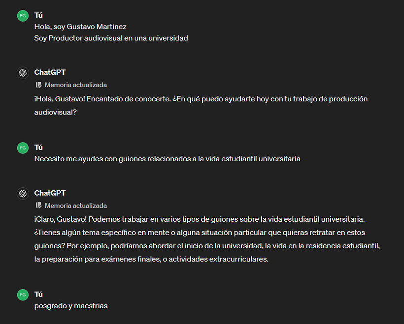 Creación de guiones con Chat GPT 1