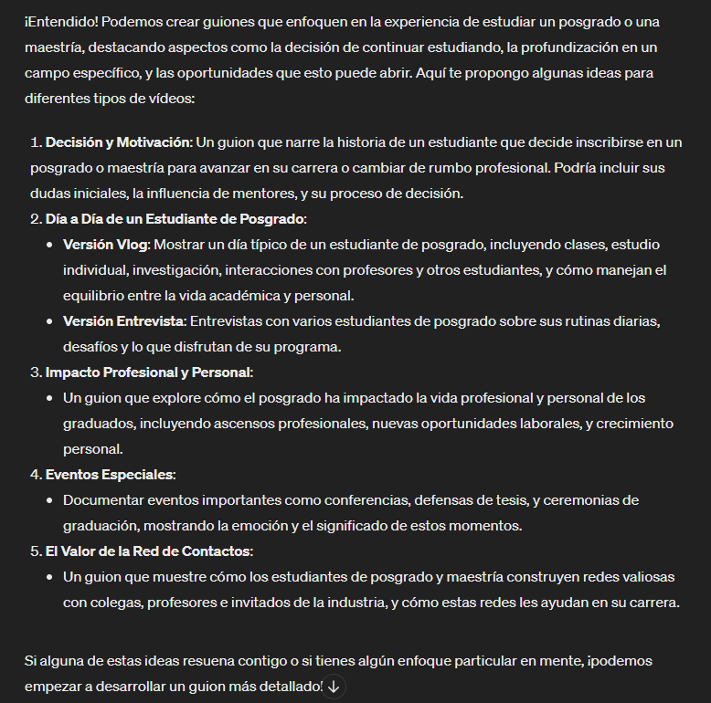 Creación de guiones con Chat GPT 2