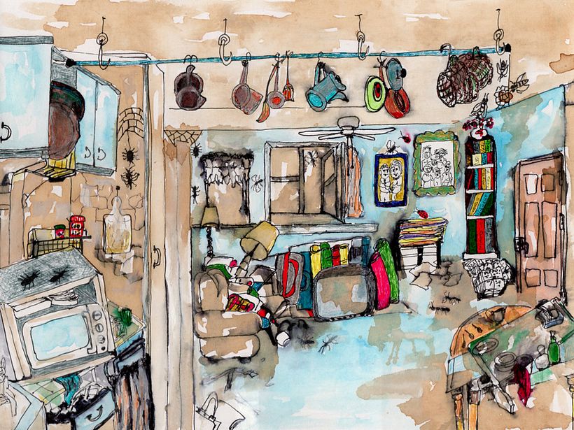 1-El apartamento. (Dibujo de Carmen Luna)