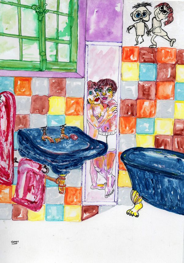 27-Reflejo en el espejo. (Dibujo de Carmen Luna)