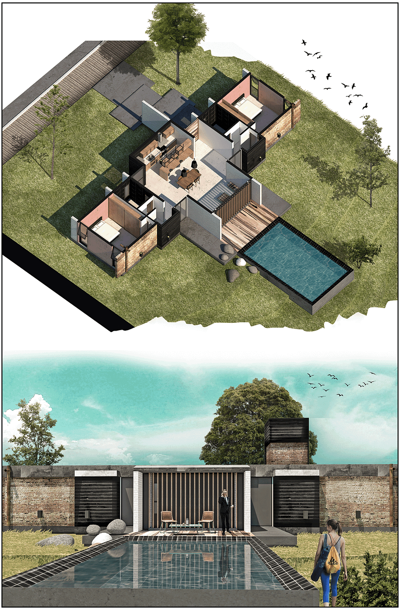 Primera parte: Dual de perspectiva de render y vista en axonométrico (VRay-SketchUp) 