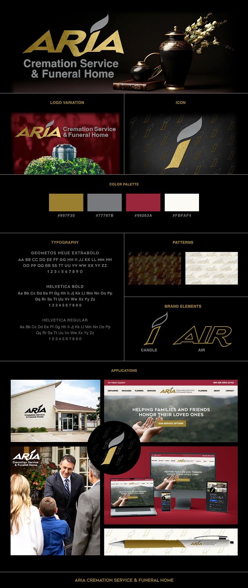 Aria Crematory/Funeral Home Logo Version 1 | Italicized & Wide Air Plus Candle