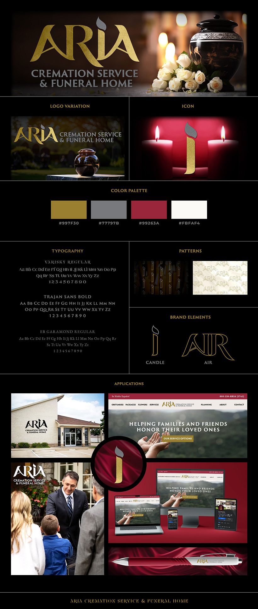 Aria Crematory/Funeral Home Logo Version 3 | Persian meaning "Honorable". Persian Air Plus Candle.
