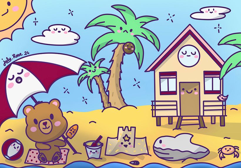 Univers Kawaii en bord de mer