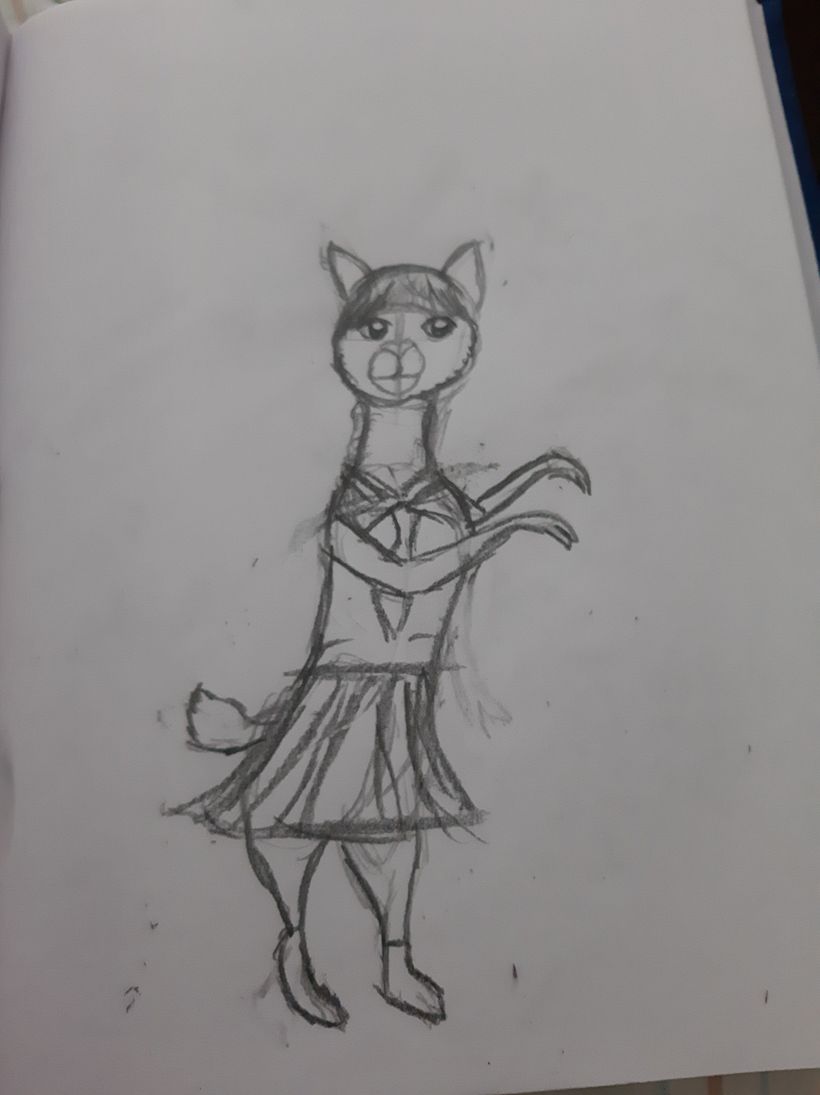 Alpaca Wearing a school girl's uniform 1