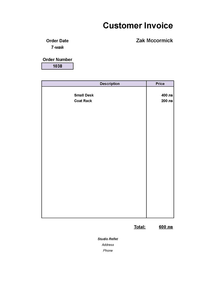 The invoice is well-made and can serve as a planning and purchasing list for materials with a little further development from