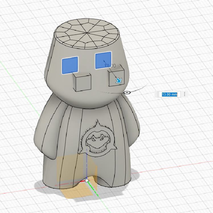 En éste paso dibujé un Scketch con los ojos y luego extruí.