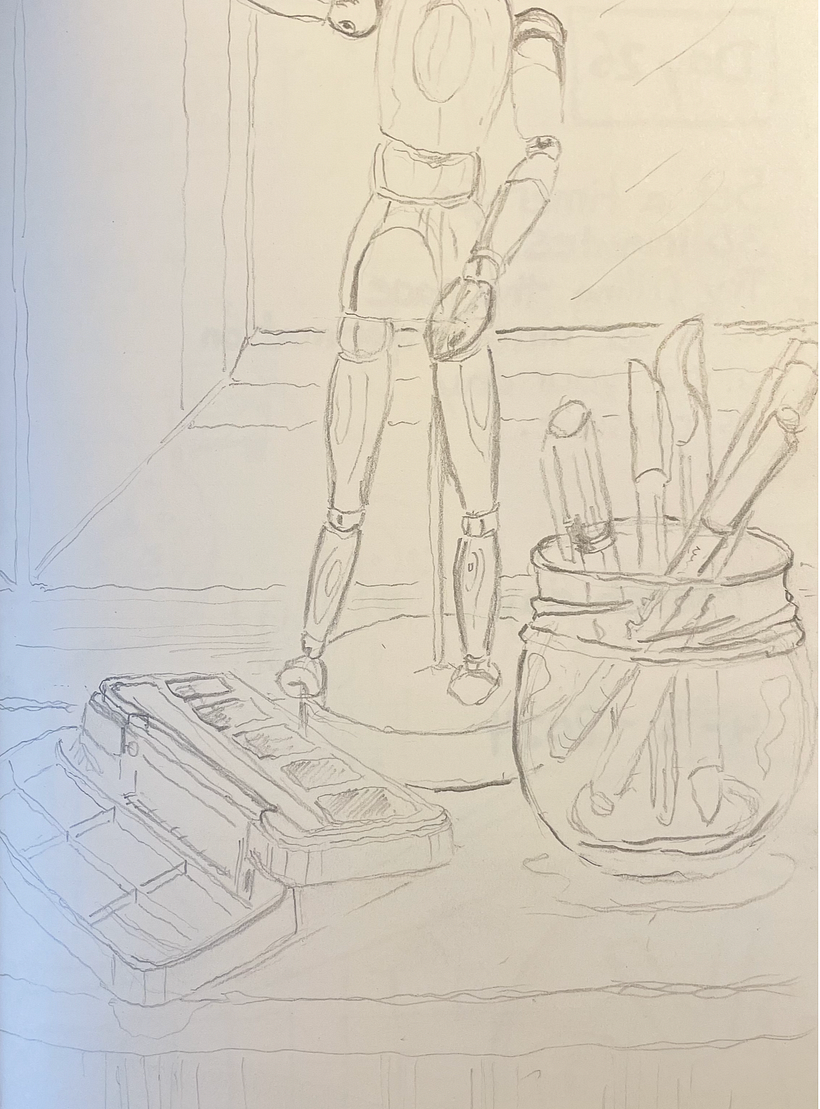 Day 25  THE HEADLESS ARTIST  (still life)