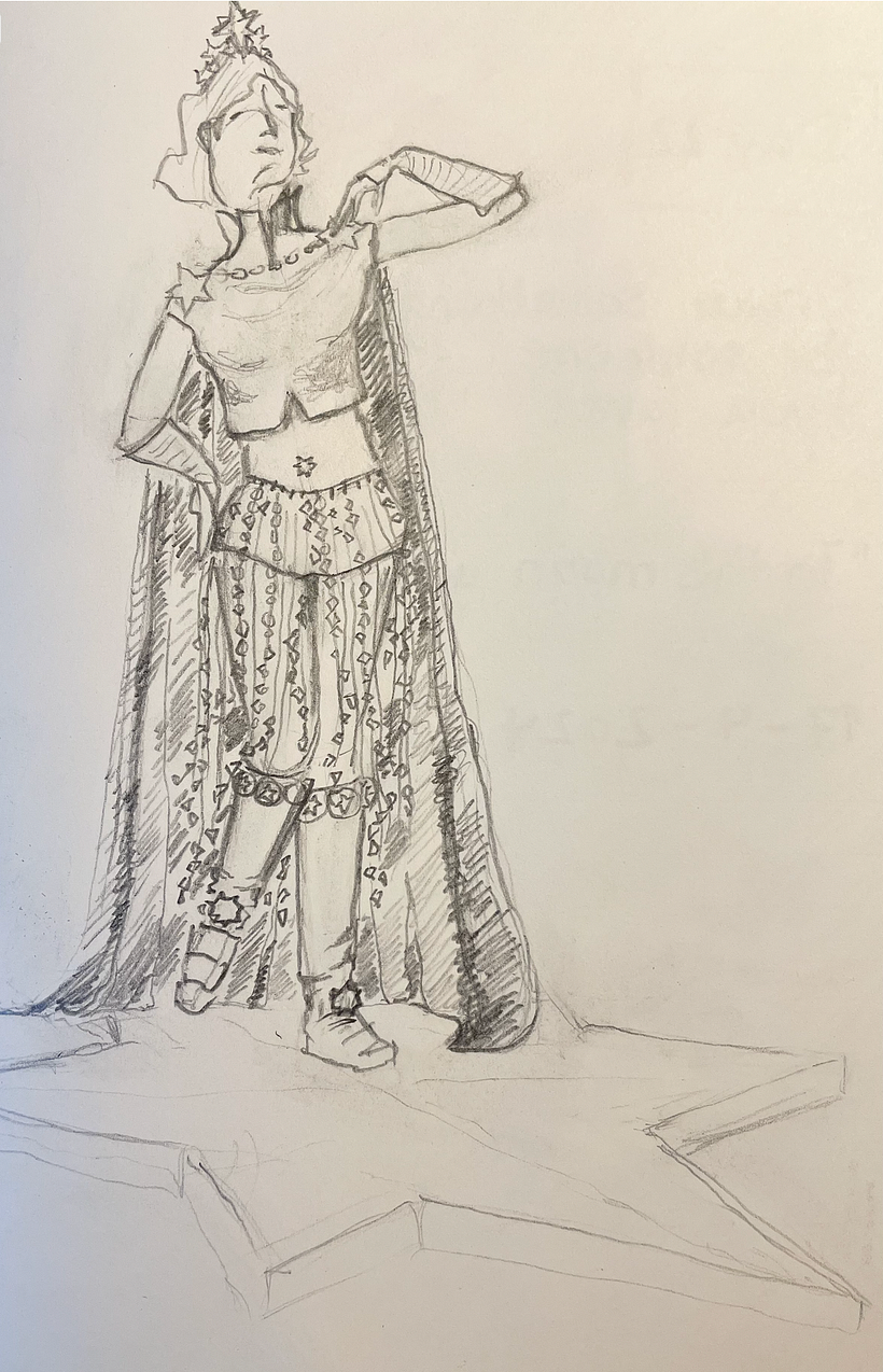 Day 21  STARRY  (draw what you would wear in another dimension)