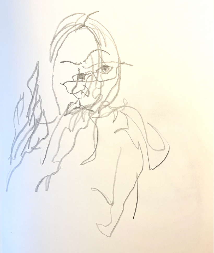 Day 13  MYSELF  (blind contour sketch)