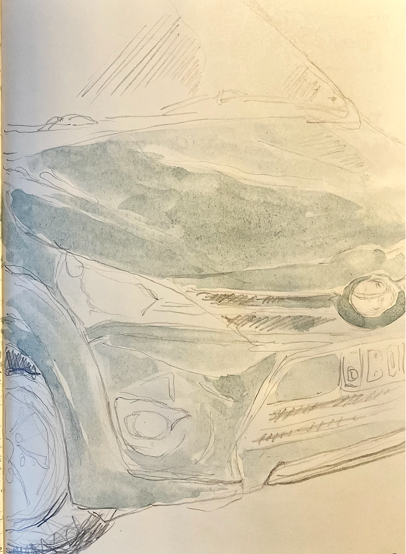 Day 24  GREEN CAR  (draw a vehicle from life)