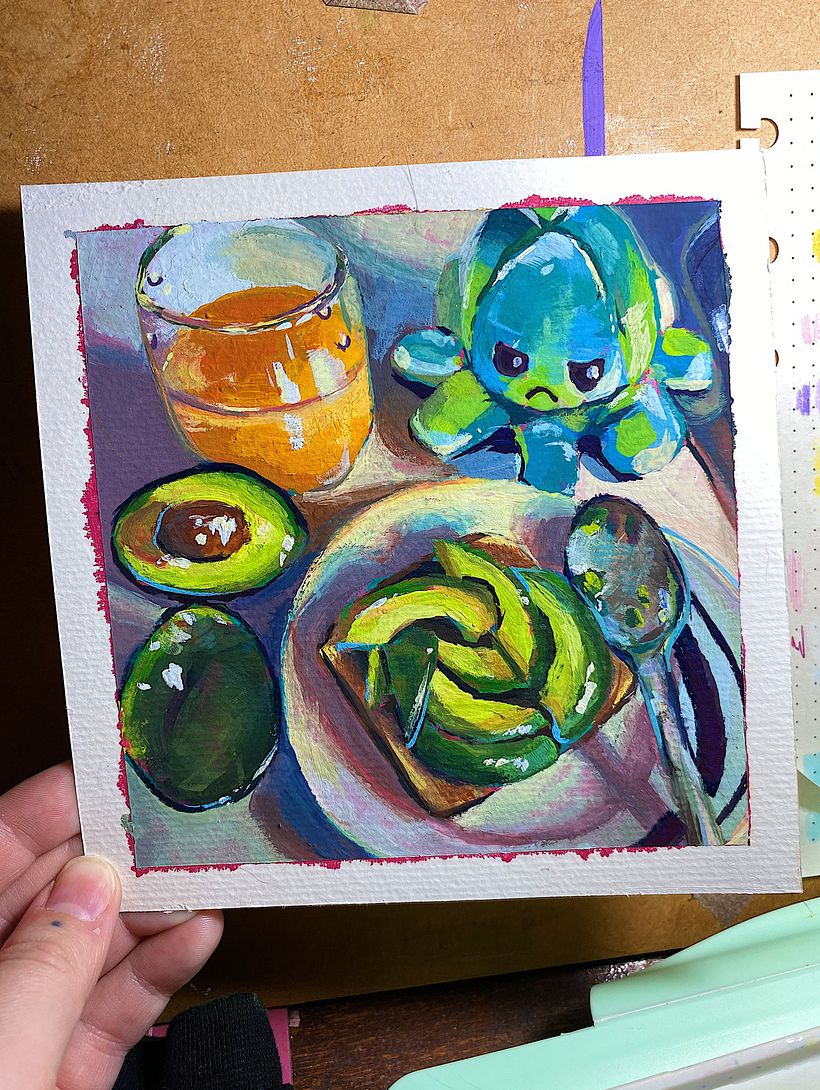 Meu projeto do curso: Técnicas de pintura contemporânea a óleo (com guache!) 11