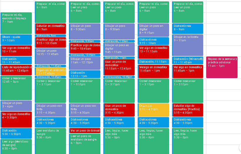 Mi primera semana desde el domingo, estoy probando a ver que puedo hacer desde la semana empeze el curso. Voy a ir viendo.