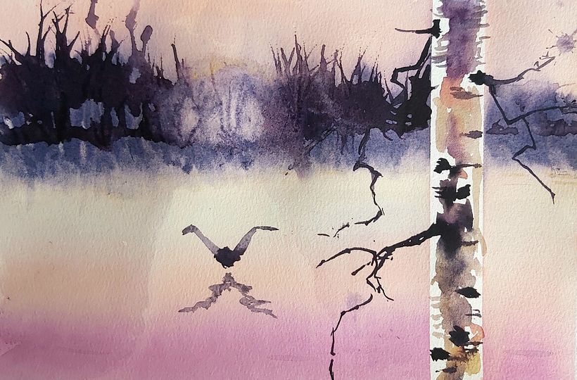Mein Abschlussprojekt für den Kurs: Atmosphärische Landschaften in Aquarell 1