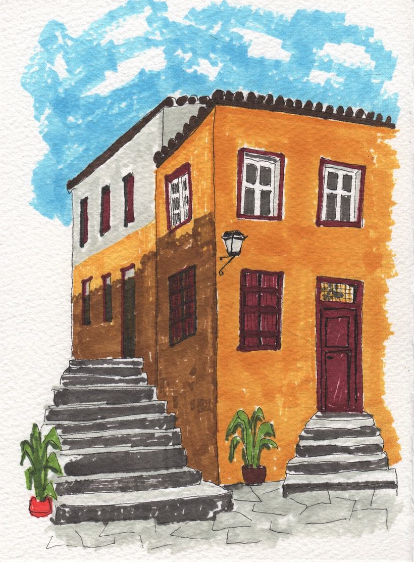 Il mio progetto del corso: Disegno architettonico espressivo con pennarelli colorati 1