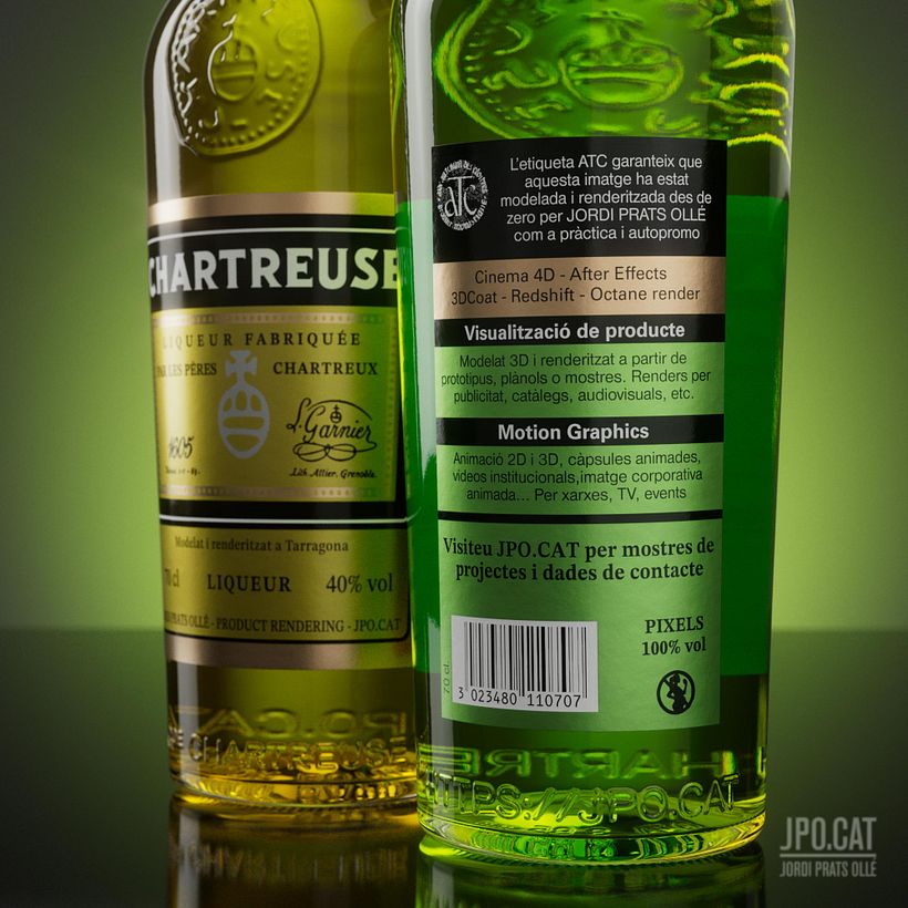 Chartreuse bottles - 3D product rendering 4