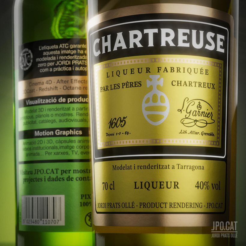 Chartreuse bottles - 3D product rendering 3