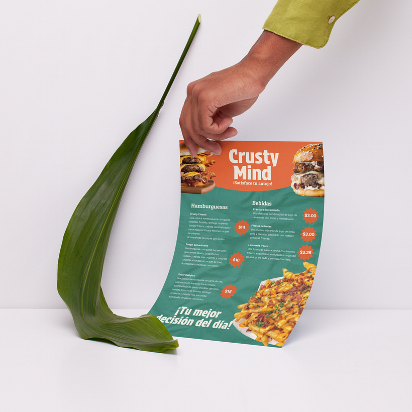 Visuele identiteit van Crusty Mind Restaurant voor voedselprojecten 5