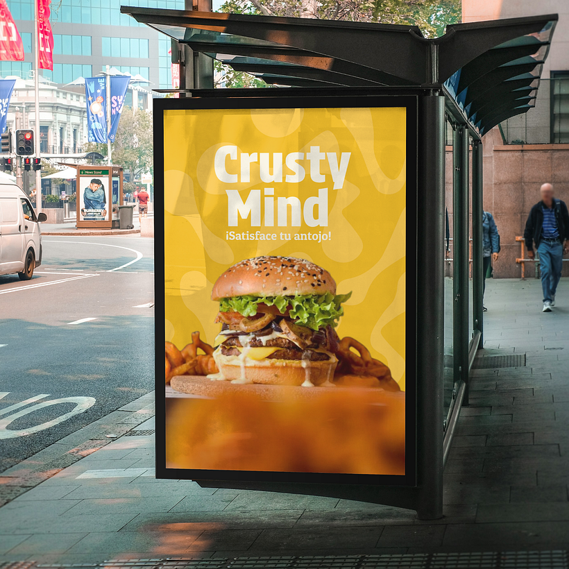 Visuele identiteit van Crusty Mind Restaurant voor voedselprojecten 8
