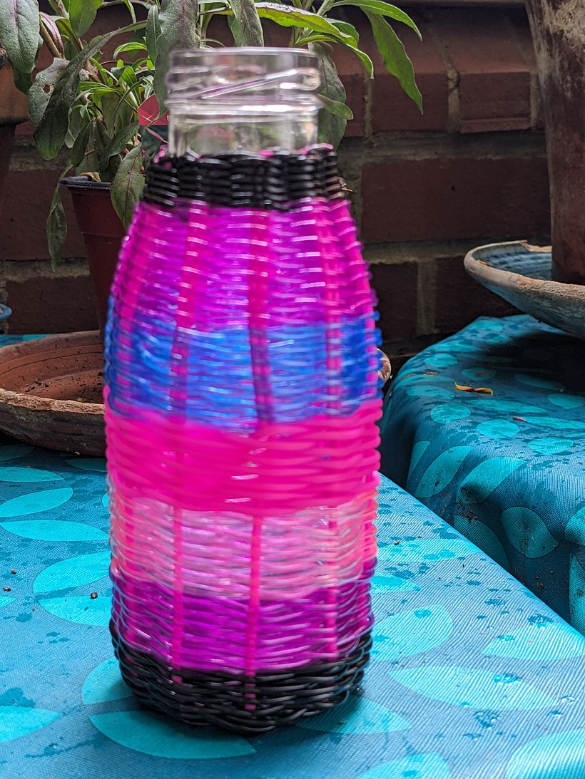 My project for course: Basket-Weaving: Line Bottles with Colorful Wires 1