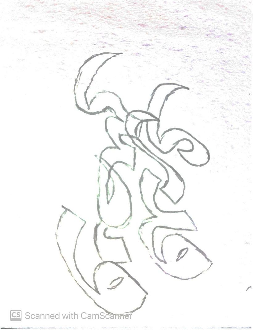 Started off with a rough sketch of the sentence which is قدري ونصيبي 