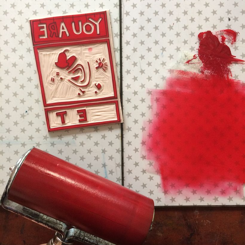 Inked red block