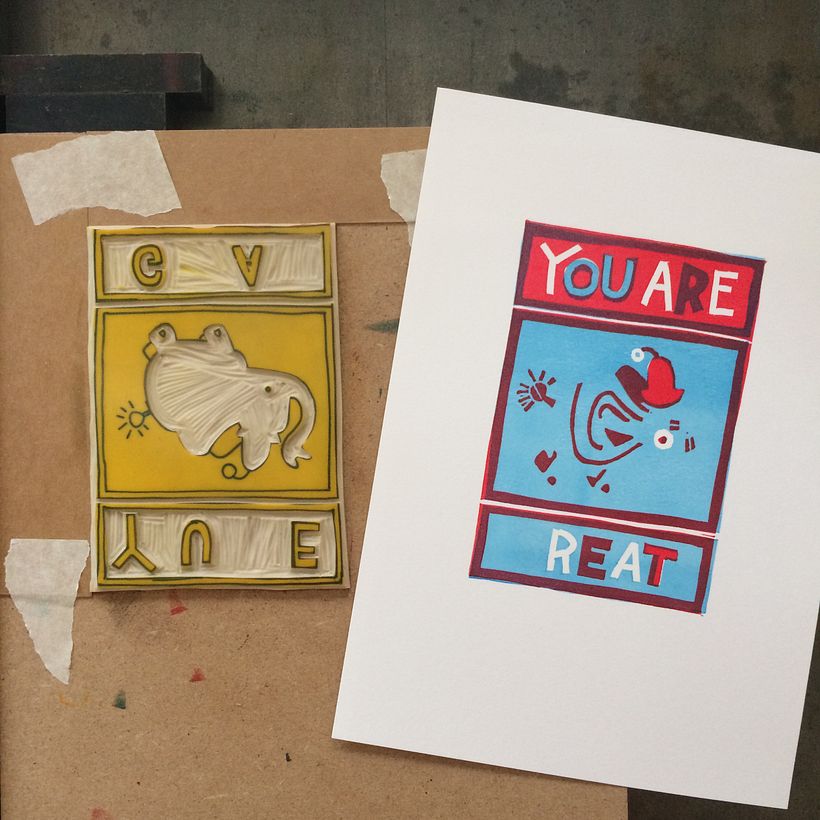 YOU ARE GREAT / CMY-no K-Linocut 11