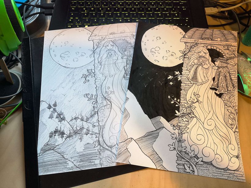 Finale Skizze und Endprodukt.