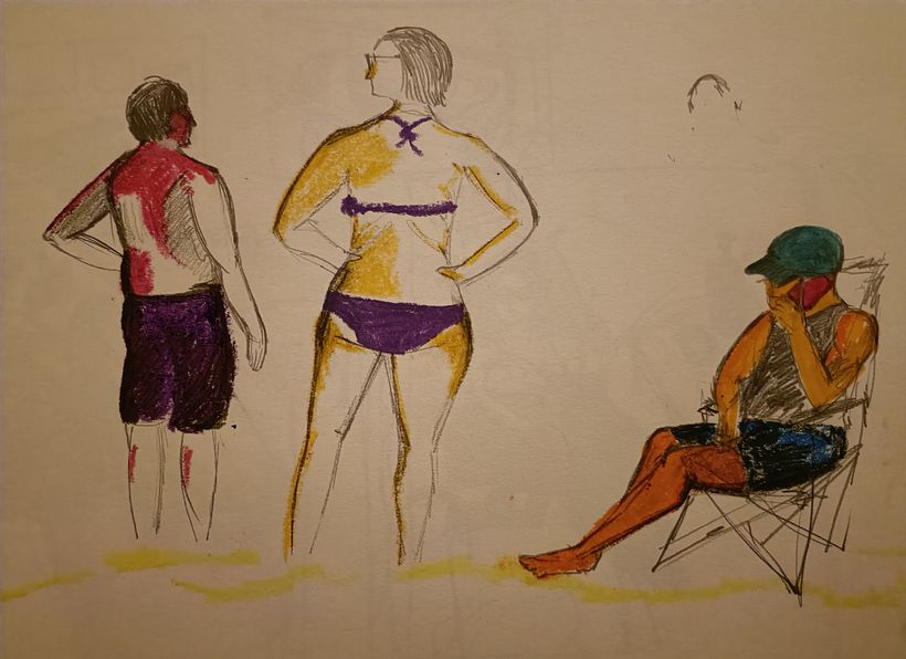 People on the beach.