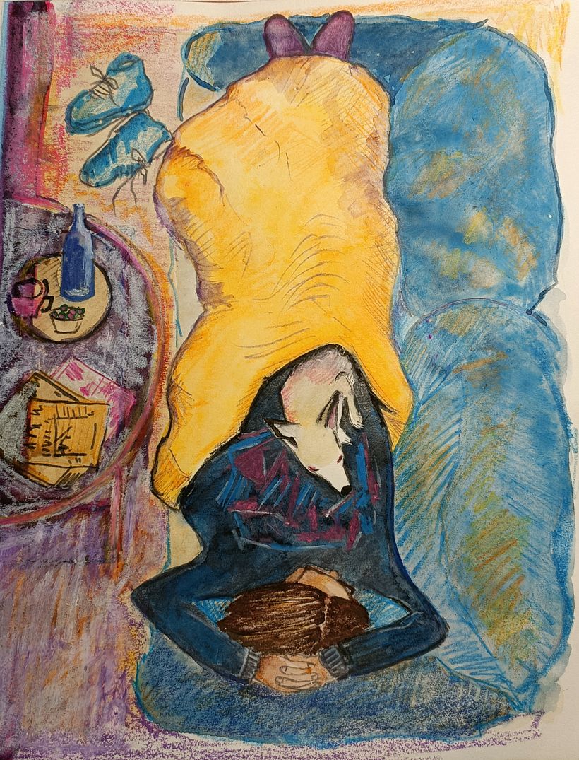 In the end I changed the table and the colour of the floor return wax crayons.