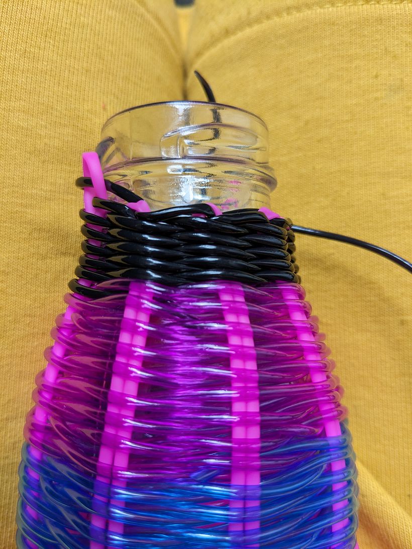 My project for course: Basket-Weaving: Line Bottles with Colorful Wires 5