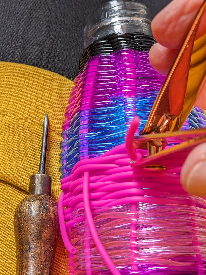 My project for course: Basket-Weaving: Line Bottles with Colorful Wires 5