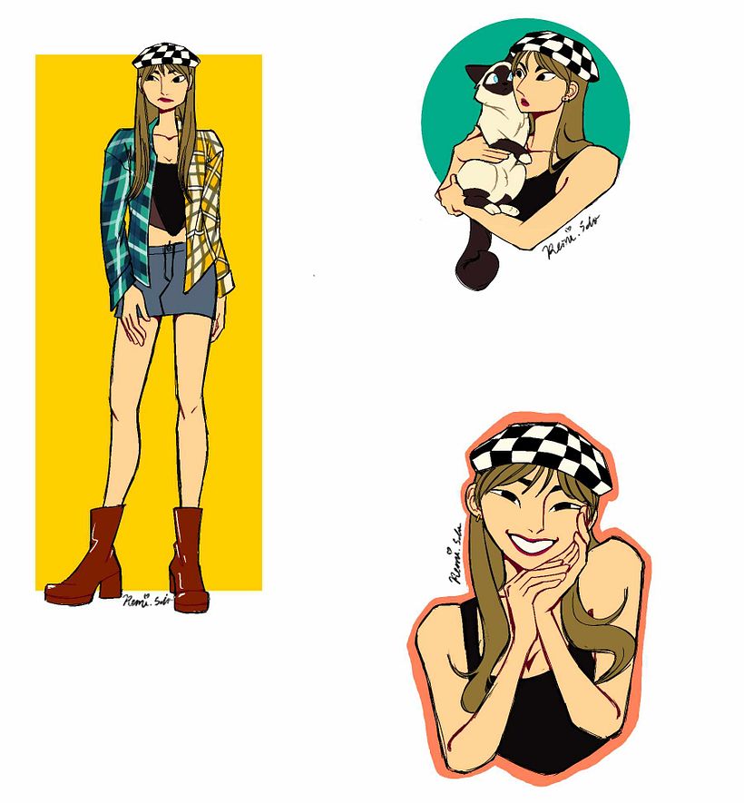 Checkered beret girl