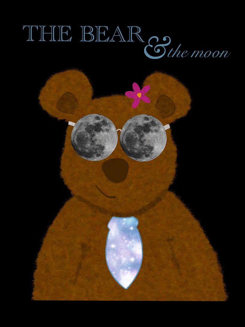 Just a cute bear with cool moon glasses.