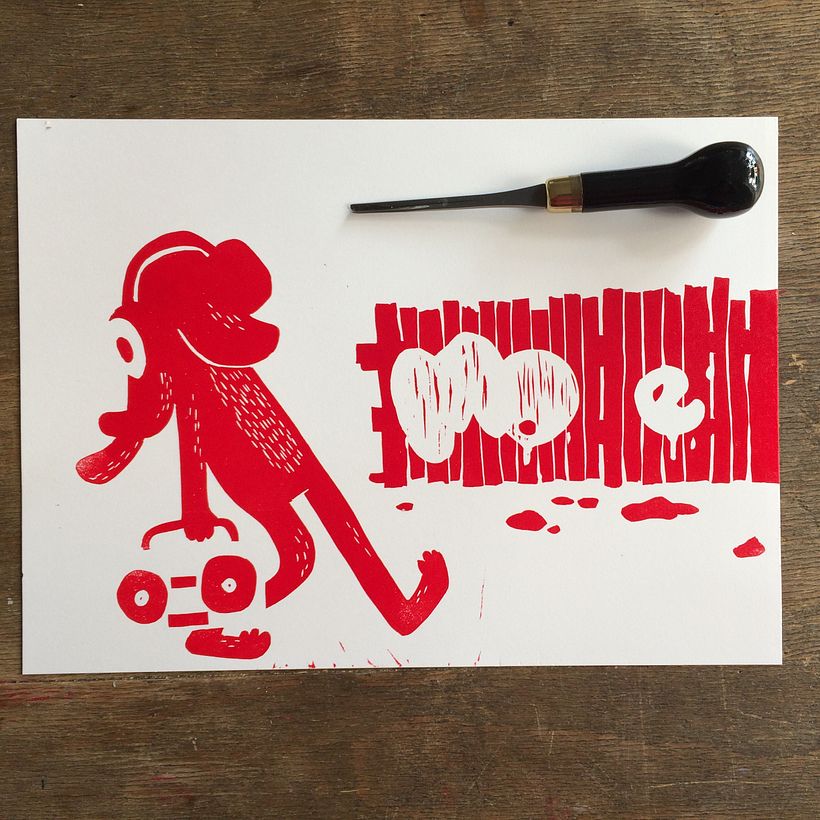 Perfect Beats Perfect Vibes / Linocut 4