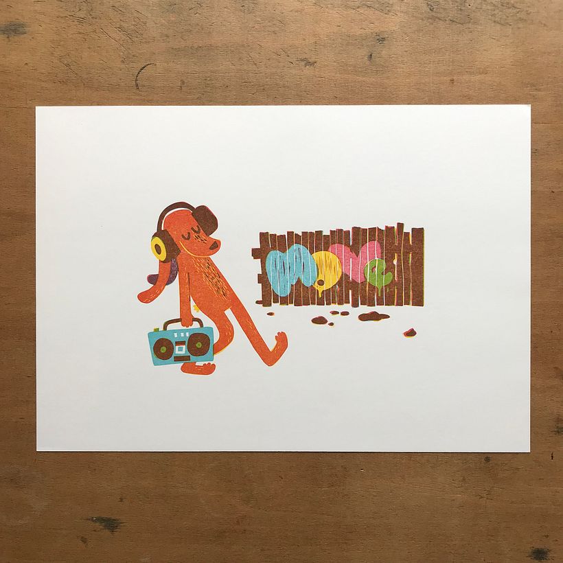 Perfect Beats Perfect Vibes / Linocut 10