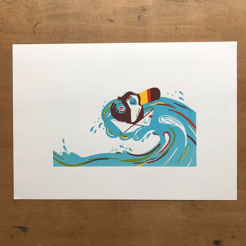 Perfect Beats Perfect Vibes / Linocut 14