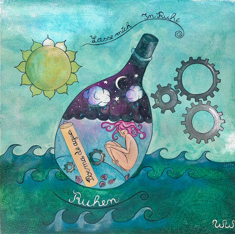 Fertig. Sehr zufrieden trotz Aquarellpapier. Danke, Fito. 💗