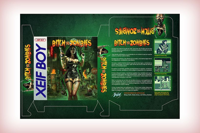 También diseñé la caja contenedora del videojuego - I also designed the box containing the videogame