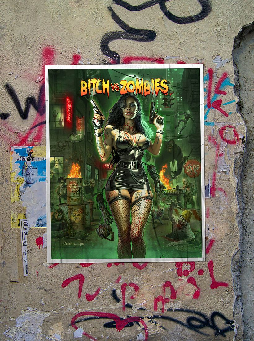 Ilustración de la imagen del video juego Bitch VS Zombies para la Game Boy - Illustration of the image of the Bitch VS Zombies video game for Game Boy 18