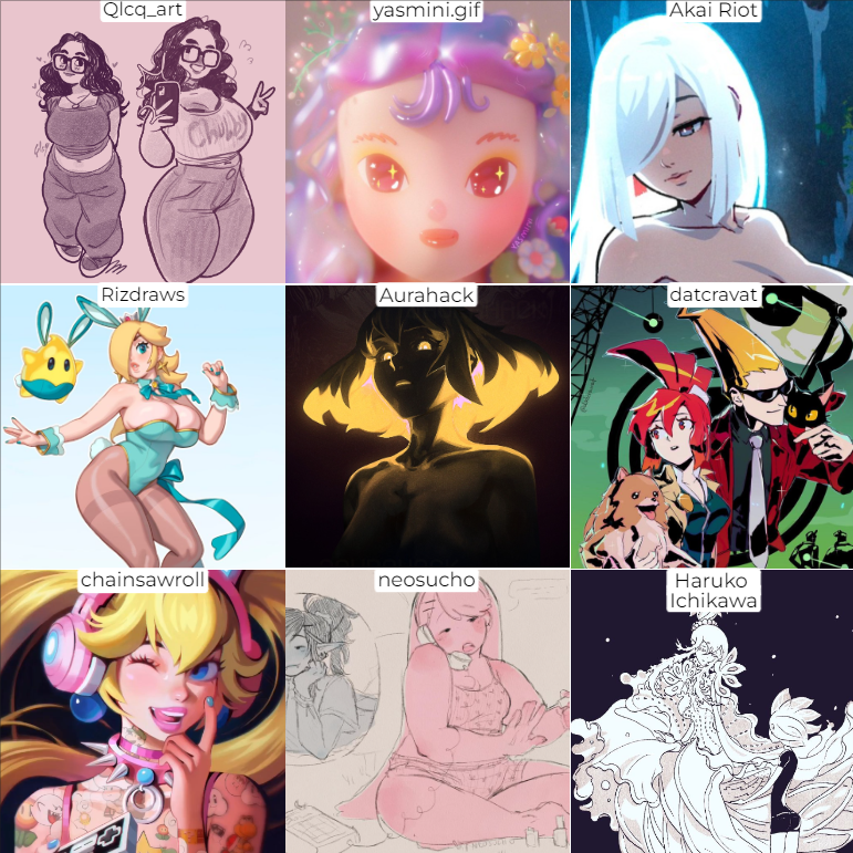 My inspirations : Qlcq_art, yasmini.gif, Rizdraws, Akai Riot, neosucho, chainsawroll, Aurahack, Haruko Ichikawa, datcravat
