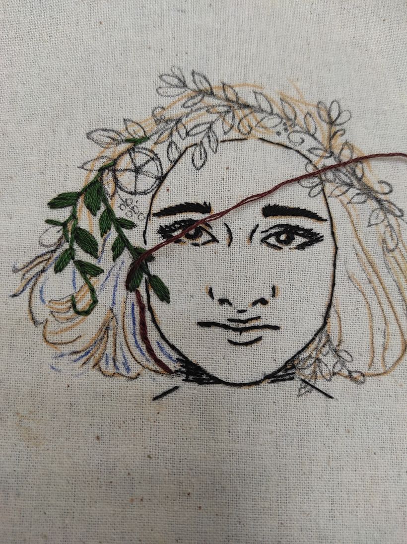 My project for course: Embroidery portraits on fabric 2